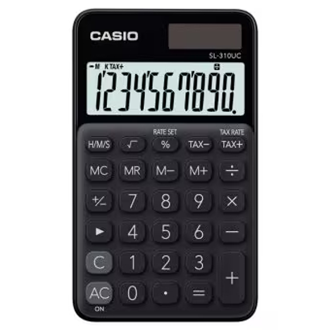 Casio SL-310UC Calculadora de Bolsillo - Calculo de Impuestos - Pantalla LCD de 10 Digitos - Solar y Pilas - Color Negro 1