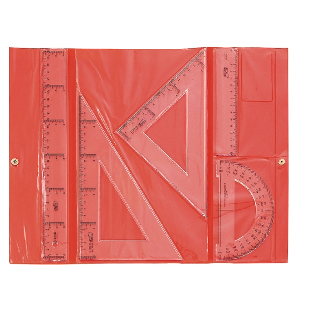 Safta Pack de 5 Reglas de Dibujo - Estuche de Plastico con Broche - Colores Aleatorios Rojo y Azul 1