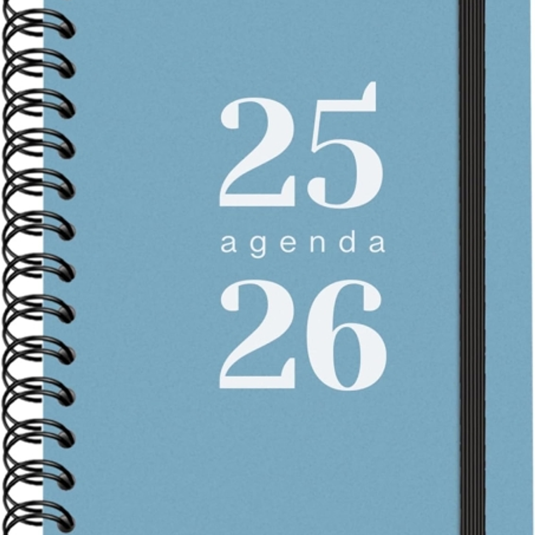 Dohe Grammar Agenda Escolar 25/26 Espiral A5 - Semana Vista - Papel 80g/m2 - Cubierta de Polipropileno - Cierre de Goma Elastica - Color Azul 1