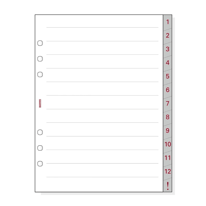 Finocam R1072 Separadores Numerados para Agendas Open - 13 Solapas - Formato 1000 - 166x2x215mm - Papel - Color Blanco 1