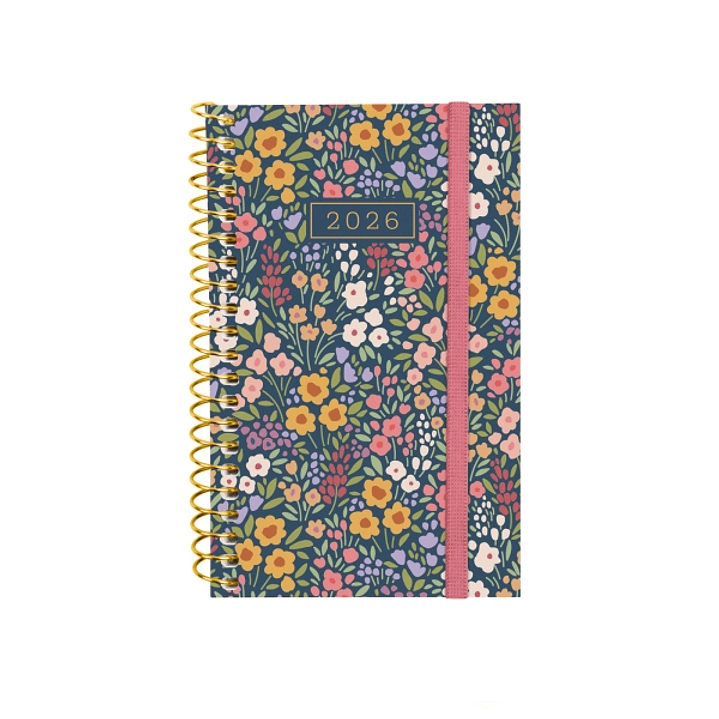 Finocam Design Collection Agenda de Espiral - Anual 2026 - Tapa Ligera - Formato E3 - 85x14x127mm - Semana Vista Horizontal - Tematica de Flores 1