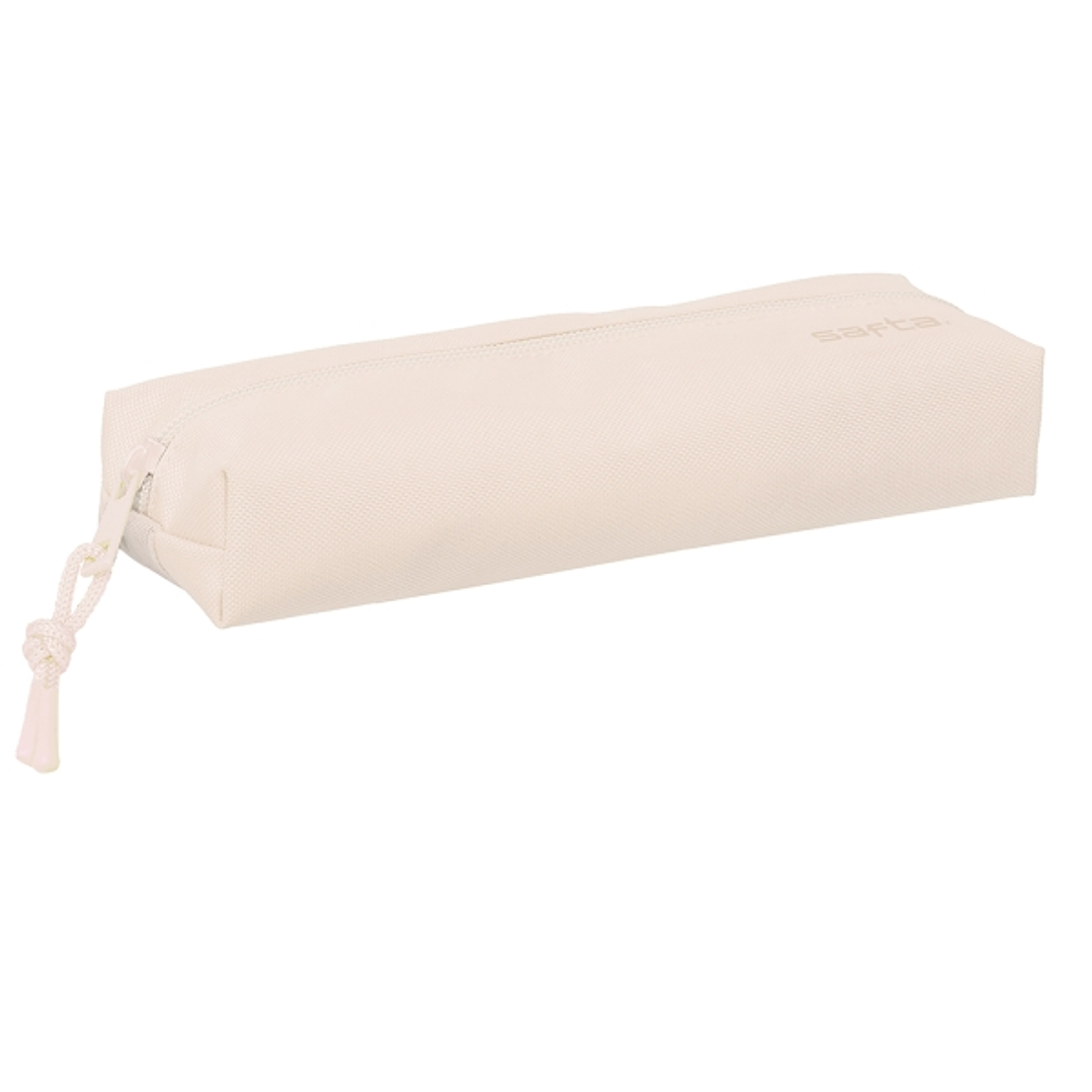 Safta Estuche Portatodo de 22cm - 1 Compartimento - Rectangular - Goma Elastica Trasera - 22x4x7cm - Color Beige 1