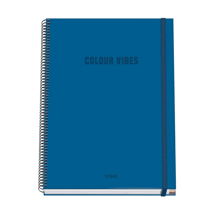 Dohe Colour Vives Cuaderno Espiral A4 100 Hojas Microperforadas Cuadricula 5mm - Tapa Dura Carton Forrado - Cierre de Goma - Bandas de Color - Color A 1