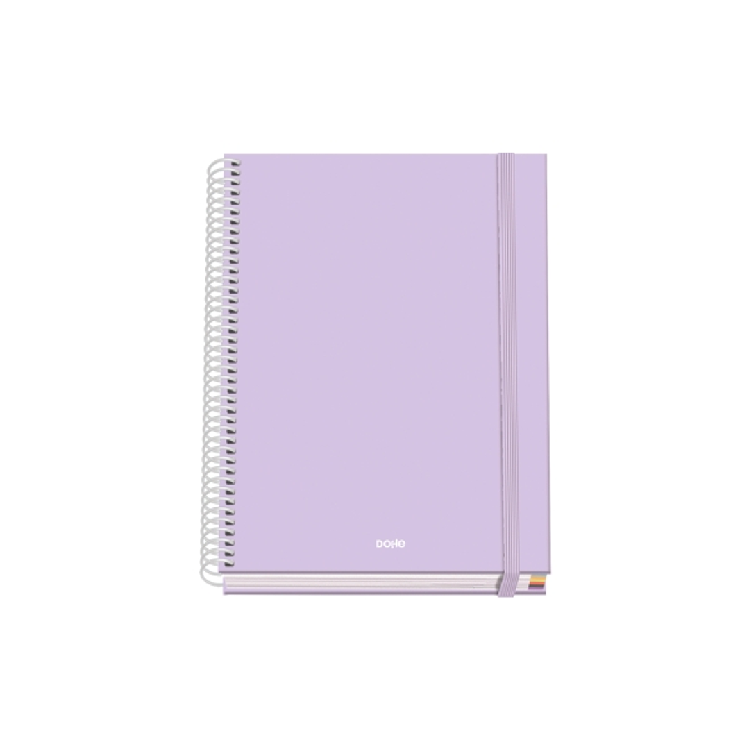 Dohe Serenity Cuaderno Espiral A5 100 Hojas Cuadricula 5mm - Tapa Dura Impresa a todo Color y Plastificada en Brillo - Bandas de Color - Cierre de Gom 1