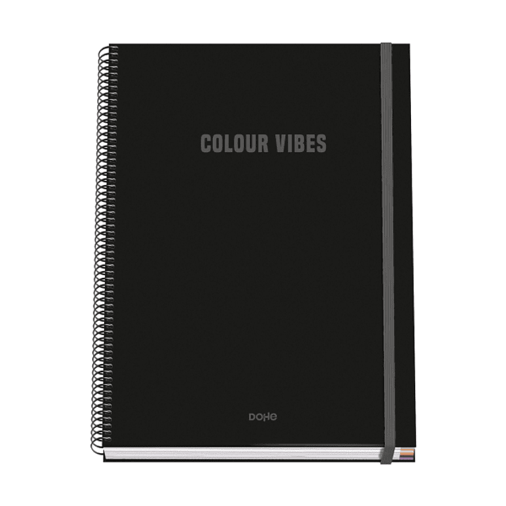 Dohe Colour Vives Cuaderno Espiral A4 100 Hojas Microperforadas Cuadricula 5mm - Tapa Dura Carton Forrado - Cierre de Goma - Bandas de Color - Color N 1