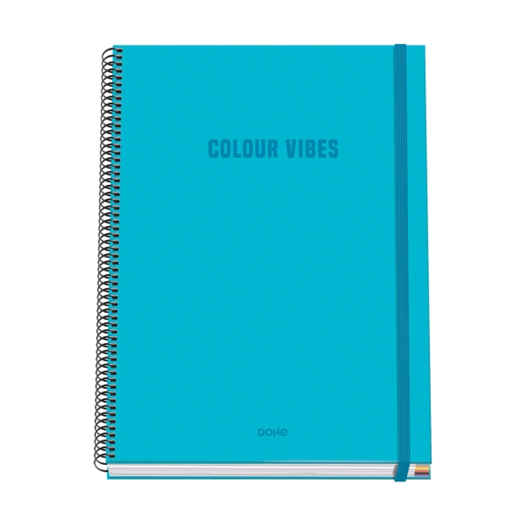 Dohe Colour Vives Cuaderno Espiral A4 100 Hojas Microperforadas Cuadricula 5mm - Tapa Dura Carton Forrado - Cierre de Goma - Bandas de Color - Color A 1