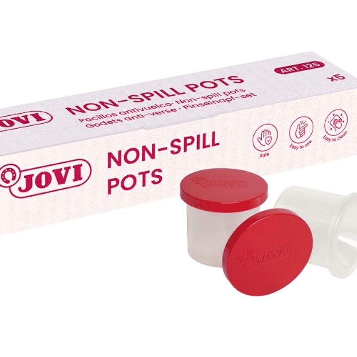 Jovi Pocillo Antivuelco Estuche de 5 Unidades - Tapa Conservadora - Limpieza de Pinceles - Evita Derrames - Color Transparente 1