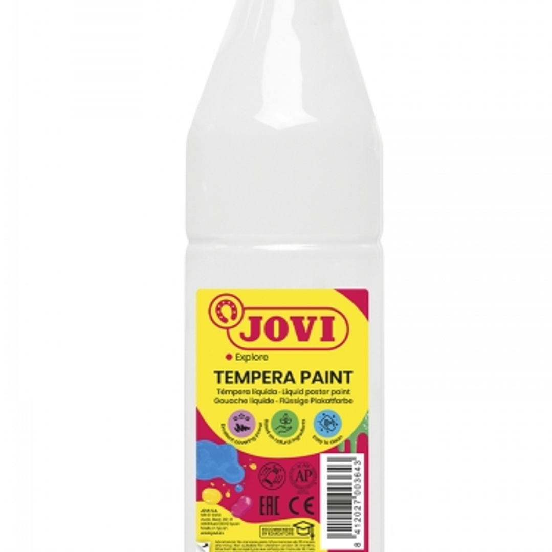 Jovi Tempera Paint Tempera Liquida 500ml - Base Agua - Lista para Usar - Alto Poder Cubriente - Secado Rapido - Excelente Fluidez - Adherencia en Mult 1