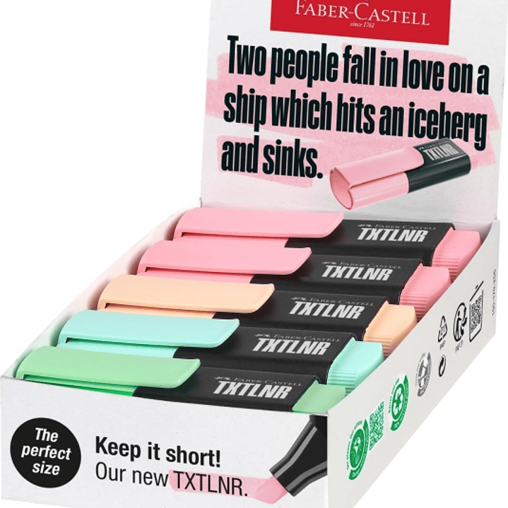 Faber-Castell TXTLNR Caja de 10 Marcadores Fluorescentes - Punta Biselada - Trazo entre 1, 2 y 5 mm - Tinta con Base de Agua - Colores Pastel Surtidos 1