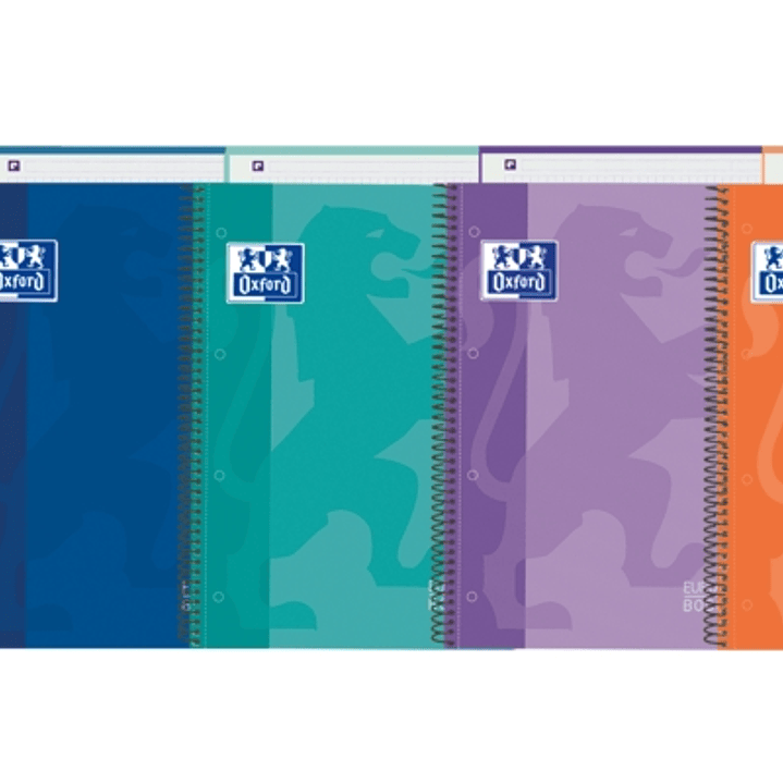 Oxford School Classic Europeanbook 1 Cuaderno A4+ 80 Hojas Microperforadas Cuadricula 5x5mm - Tapa de Plastico Translucido - Colores Surtidos 1