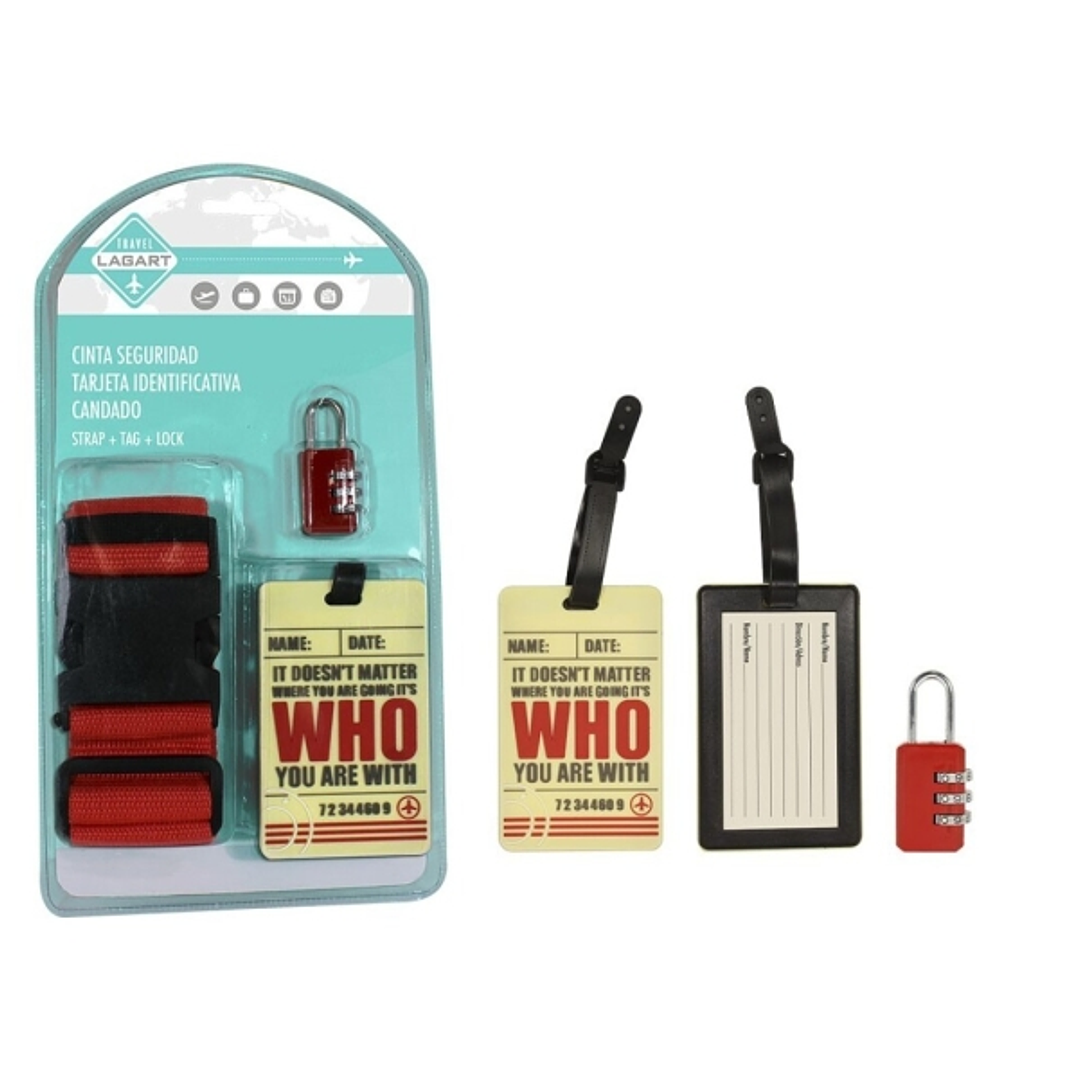 Lagart Pack con Cinta para Cierre de Maleta, Tarjeta Identificativa y Candado de Combinacion 1