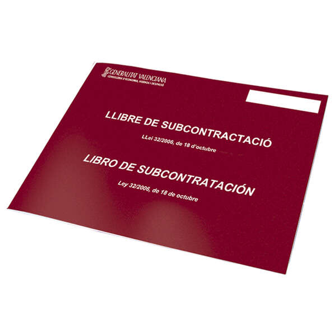 Dohe Libros de Subcontratacion Din A4 Apaisado Valenciano/Castellano - 10 Hojas Numeradas - Hojas Autocopiativas 1