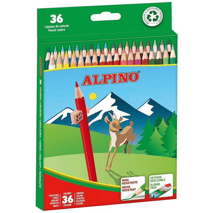 Alpino Pack de 36 Lapices de Colores Creativos - Mina de 3mm Resistente a la Rotura - Bandeja Extraible - Colores Vivos y Brillantes Surtido 1