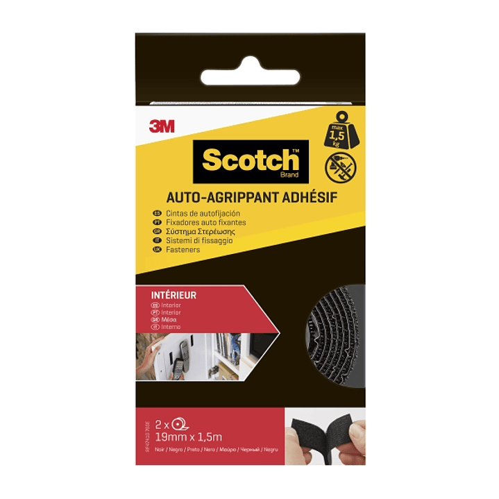 Scotch Cierres Adhesivos Reposicionables - 19mm x 1.5m - Uso en Interior - Color Negro 1