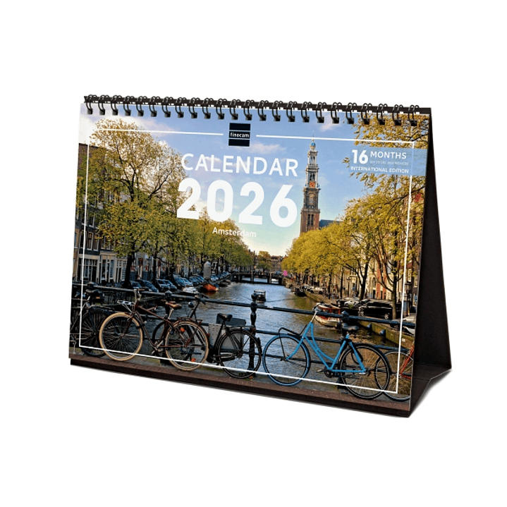 Finocam Calendario de Sobremesa Internacional - Anual 2026 - Imagenes Variadas - 210x70x155mm - Tematica de Amsterdam 1