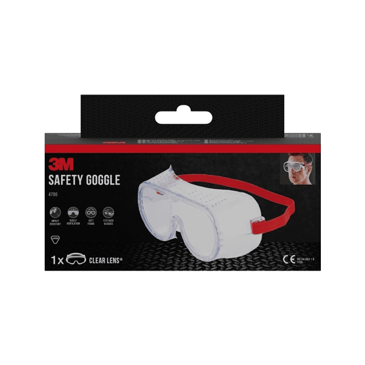 3M Classic Gafas de Seguridad - Ventilacion Directa - Lente Incolora - Uso Compatible con Gafas Graduadas - Goma Ajustable - Proteccion UV - Color Tra 1