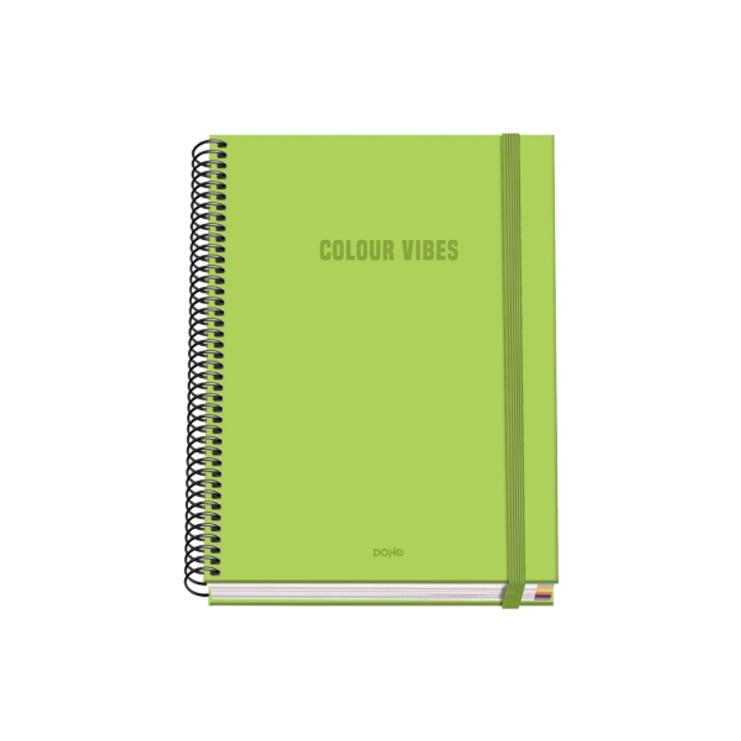 Dohe Colour Vives Cuaderno Espiral A5 100 Hojas Cuadricula 5mm - Tapa Dura Impresa a todo Color y Plastificada en Brillo - Bandas de Color - Cierre de 1
