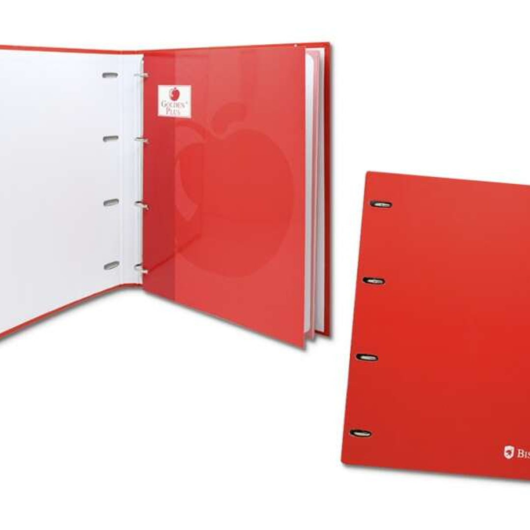 Bismark Carpeta de 4 Anillas con 80 Hojas Cuadricula 4x4 - Formato A4 - Fabricada en Carton - Color Rojo 1