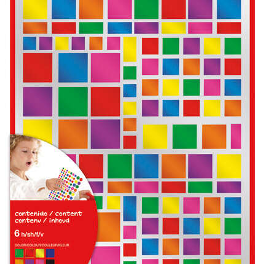 Apli Pack de 732 Gomets Cuadrados - Adhesivo Removible - Acabado Metalizado - Ideales para Escuelas Infantiles - Desarrollo de Habilidades y Creativid 1