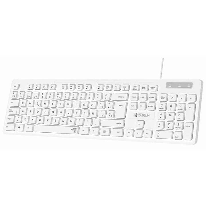 Subblim Teclado Business Slim Silencioso - 430 x 132 x 23 mm - Teclas Planas - Resistente a salpicaduras - Diseño delgado y completo - Conector USB Pl 1
