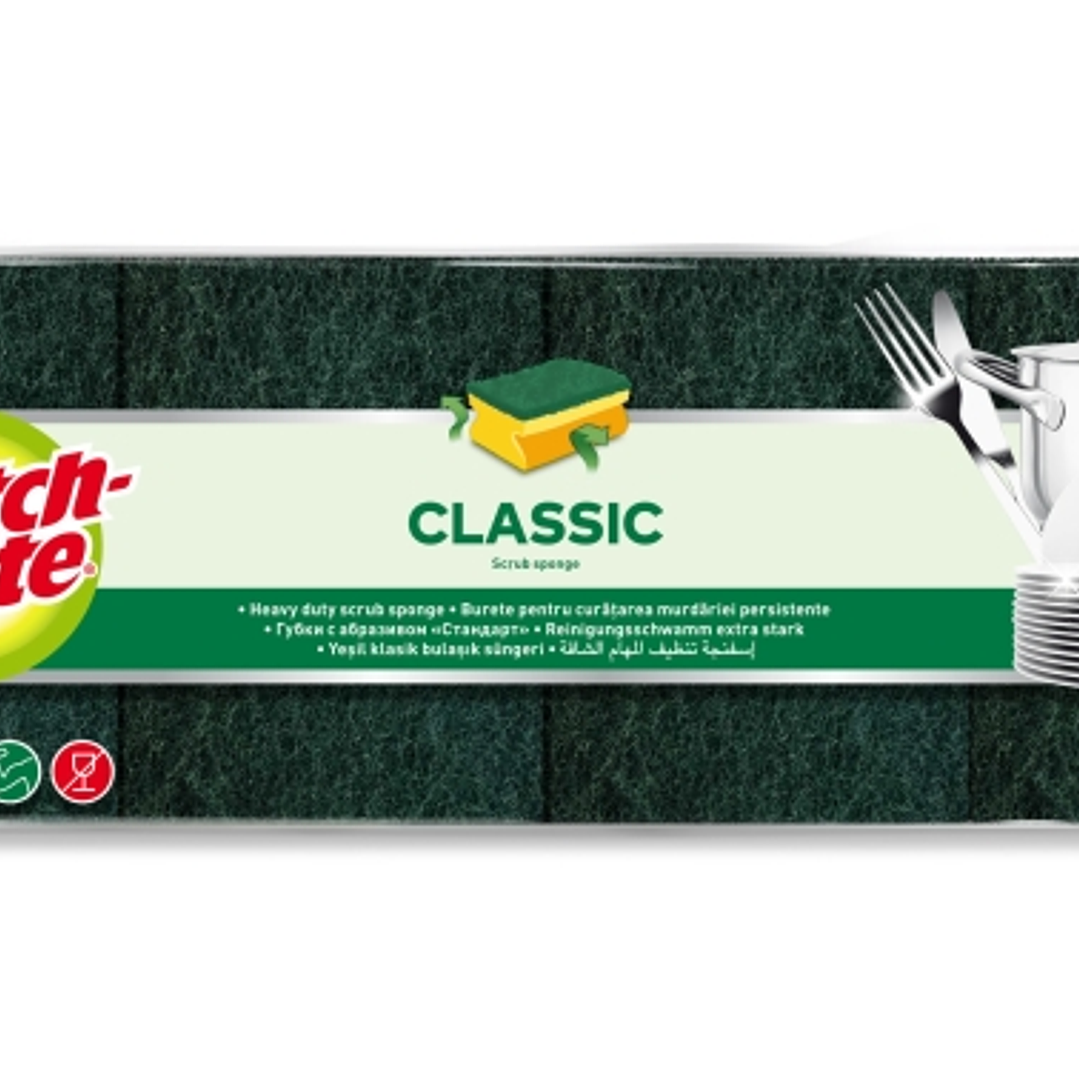 Scotch-Brite Classic Pack de 8 Estropajos de Cocina - Proteccion para los Dedos - Color Verde Oscuro 1