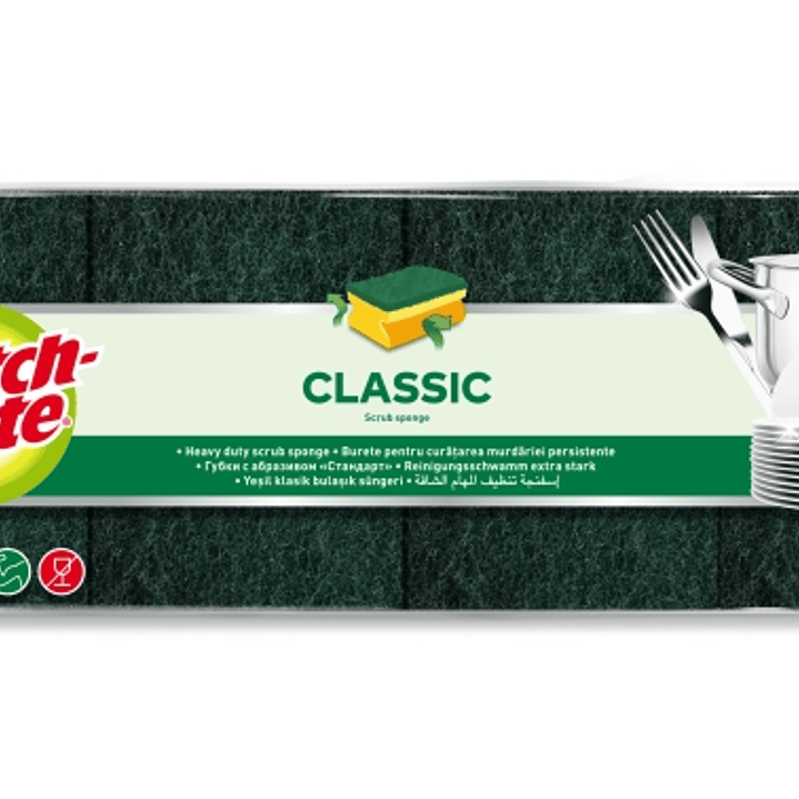 Scotch-Brite Classic Pack de 8 Estropajos de Cocina - Proteccion para los Dedos - Color Verde Oscuro 1