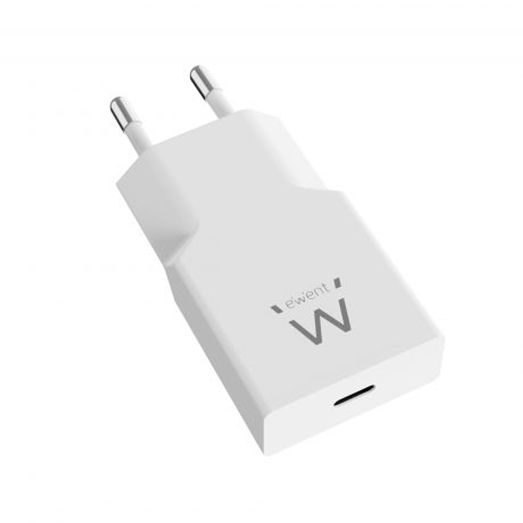 Ewent EW1310 Cargador GAN 20W - USB-C - Carga Rapida - Alta Eficencia - Color Blanco 1