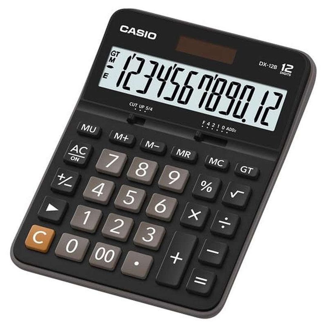 Casio DX-12B Calculadora de Escritorio - Pantalla Extragrande LCD de 12 Digitos - Solar y Pilas - Color Negro 1