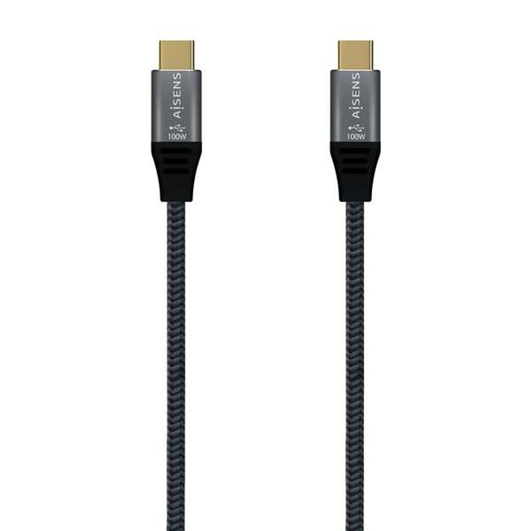 Aisens Cable USB 3.2 Gen2x2 Aluminio 20Gbps 8K@30Hz 5A 100W E-Mark, Tipo USB-C/M-USB-C/M - 0.6m - Color Gris 1