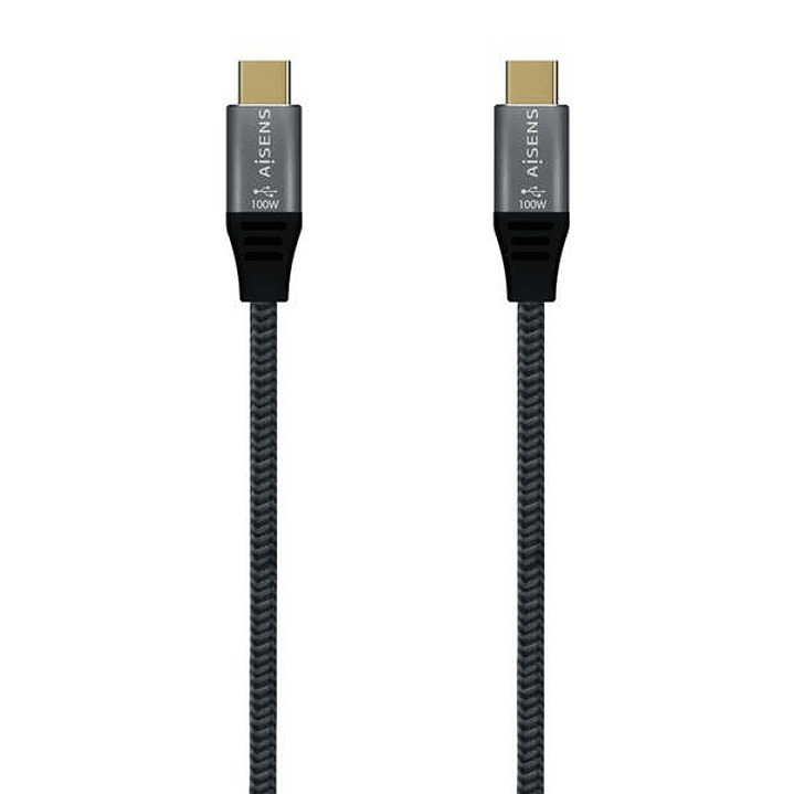 Aisens Cable USB 3.2 Gen2x2 Aluminio 20Gbps 8K@30Hz 5A 100W E-Mark, Tipo USB-C/M-USB-C/M - 0.6m - Color Gris 1
