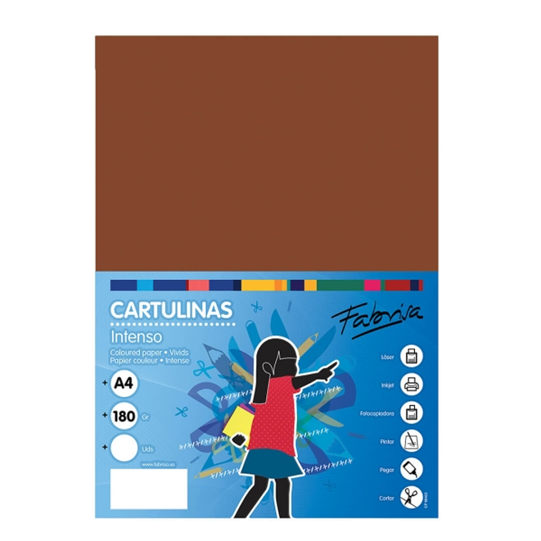 Fabrisa Pack de 50 Cartulinas 180 g/m² - Tamaño A4 - Color Marron 1
