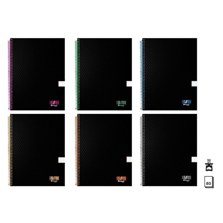 Bismark University Cuaderno Espiral A4 80 Hojas 90grs Cuadricula 5x5 - Hojas Microperforadas - Tapa Negra Resistente Forrada 1