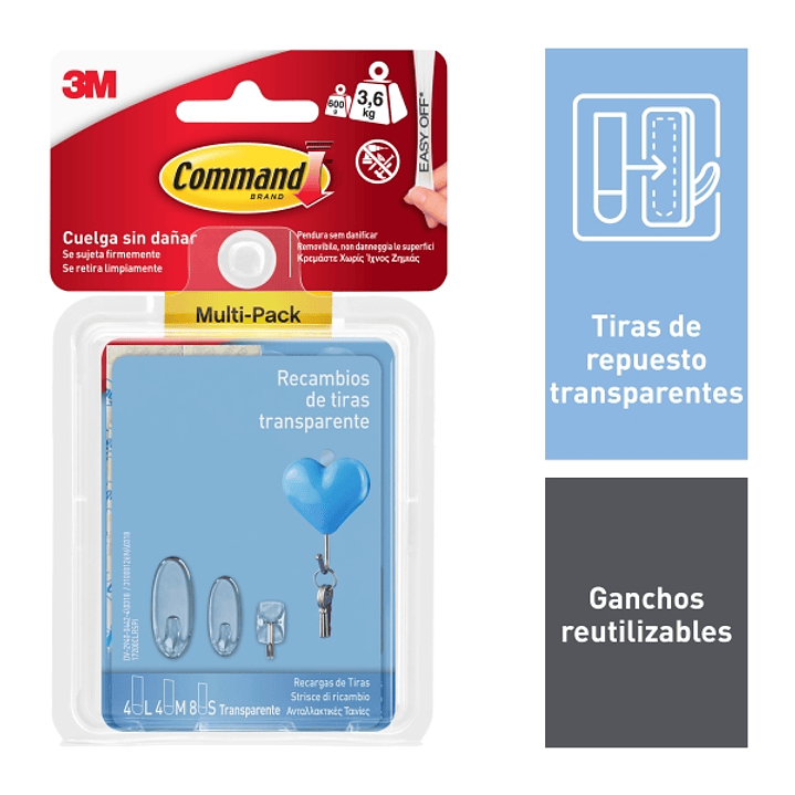 Command Tiras Adhesivas de Repuesto - Formatos Surtidos - Soporta hasta 3.6kg - Color Blanco 1