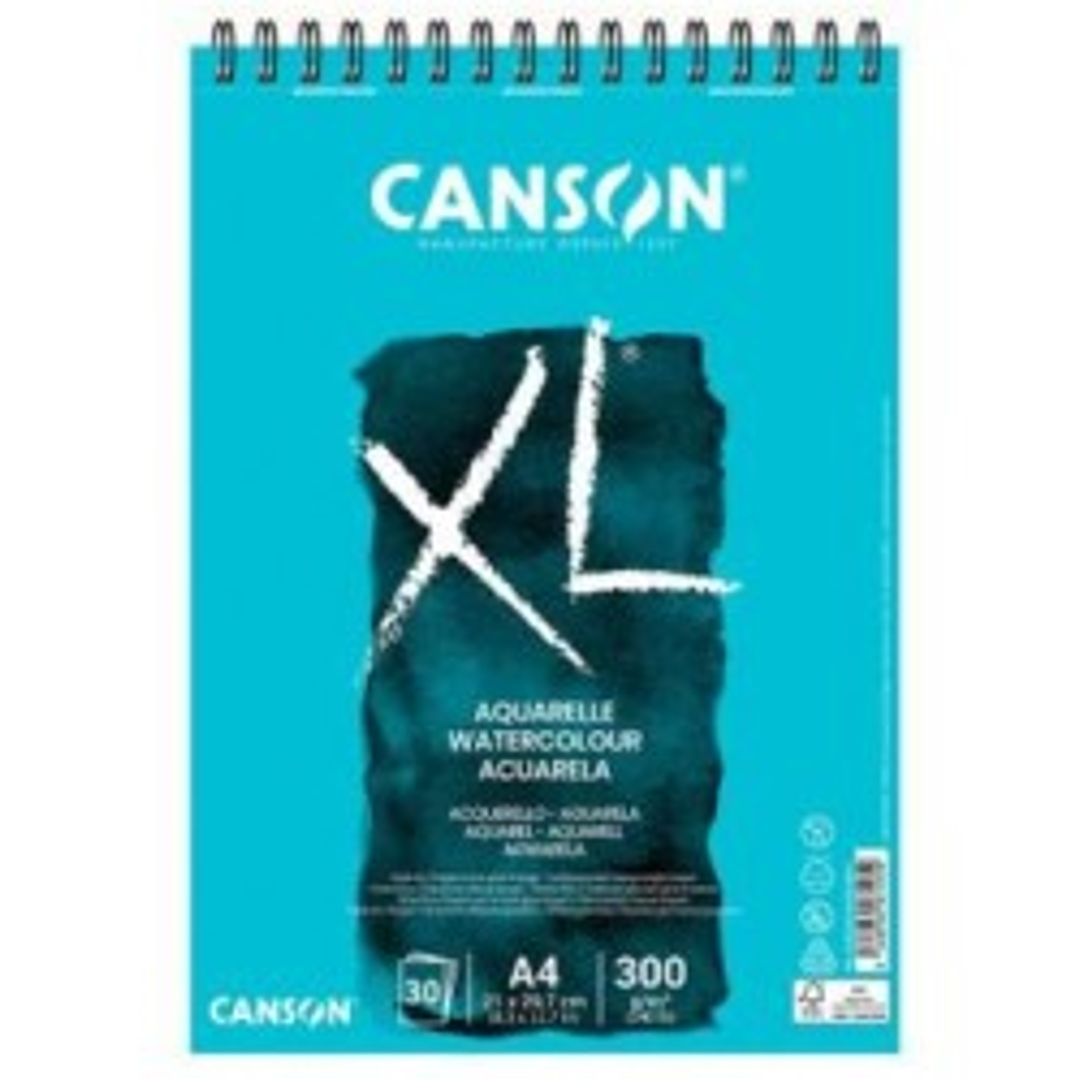 Canson XL Papel de Acuarela Album Espiral de 30 Hojas A5 de 300g - Grano Fino - Color Blanco 1