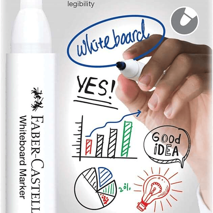 Faber-Castell W20 Pack de 4 Rotuladores para Pizarra Blanca - Punta de Bala - Ancho de Linea 2,25mm - Borrado en Seco - Colores Surtidos 1