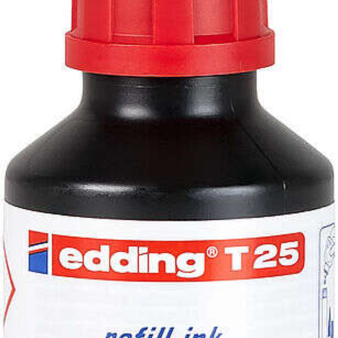 Edding T25 Bote de Recarga para Rotulador Permanente - Capacidad 30ml - Color Rojo 1