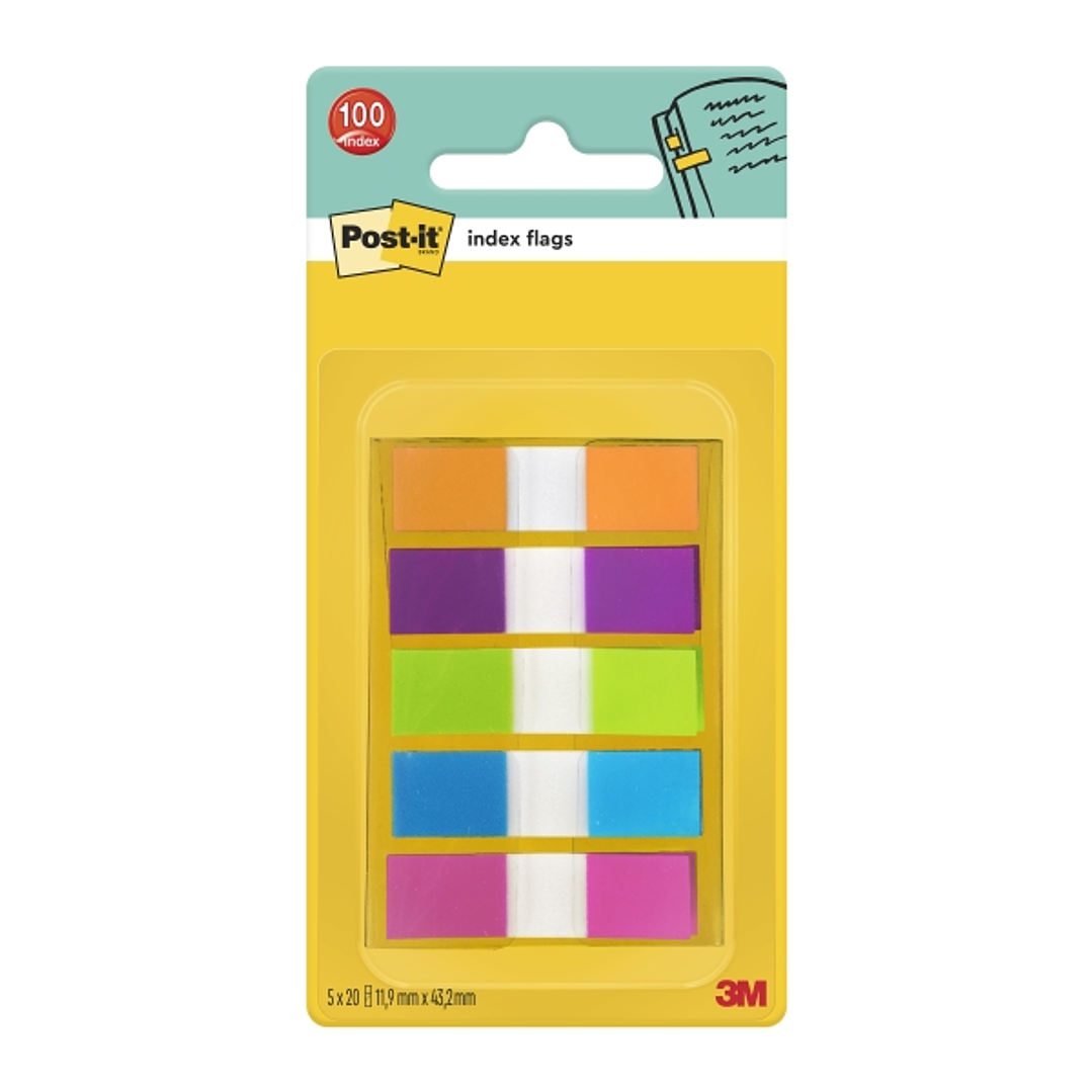 Post-It Index Dispensador con 100 Marcadores de Indice Reposicionables - Forma Rectangular - Colores Surtidos 1