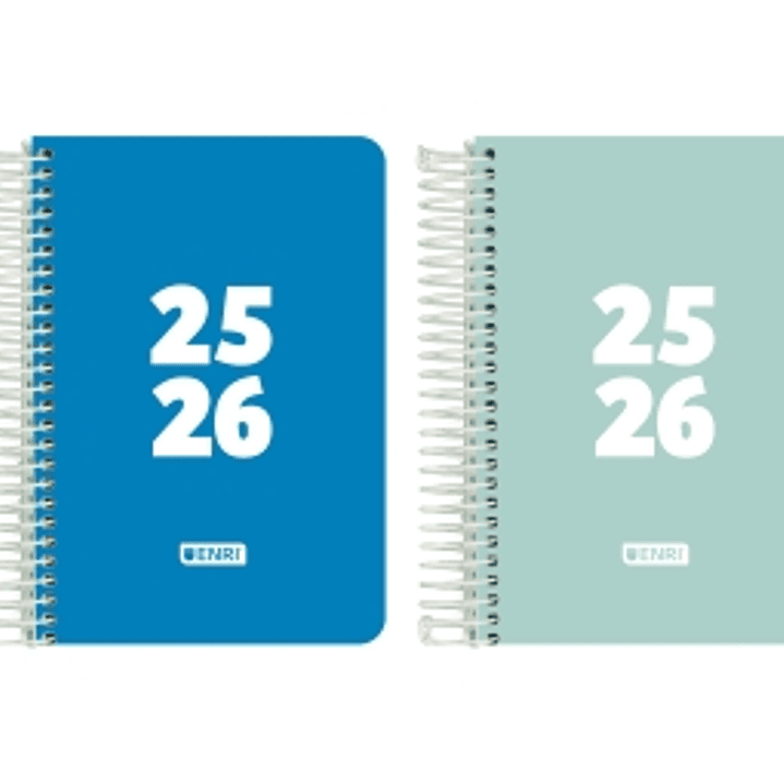 Enri Teens Agenda Escolar 25/26 Espiral Dia Pagina - Tamaño 8º - Tapa de Plastico - Esquinas Microperforadas - Espacio para Notas - Colores Surtidos 1
