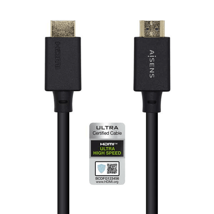 Aisens Cable HDMI V2.1 Certificado Ultra Alta Velocidad 8K@60Hz 48Gbps - A/M-A/M - 0.5m - Color Negro 1