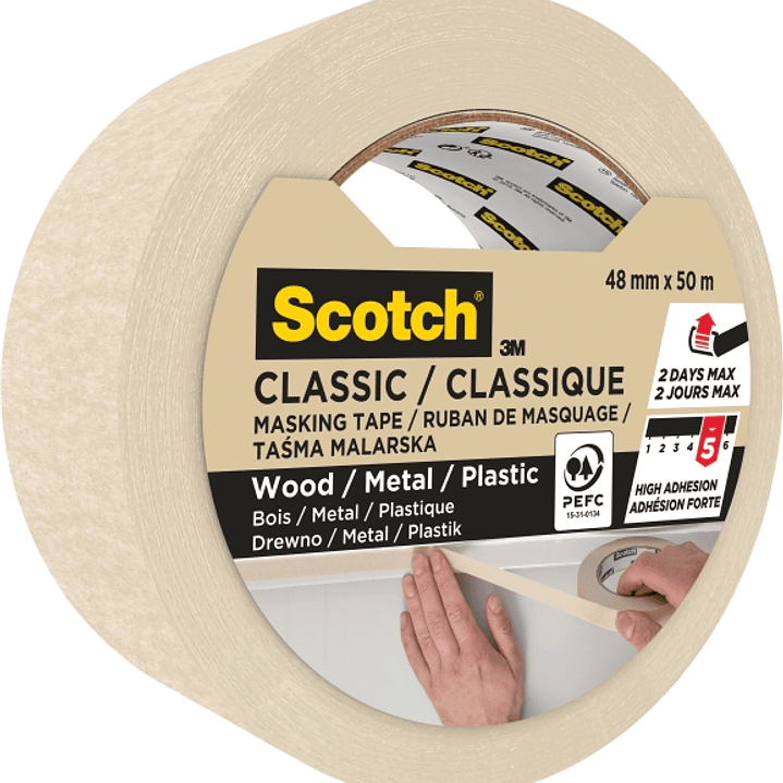 Scotch Classic Cinta de Pintor para Enmascarar 48mm x 50m - 70% PEFC - Color Beige 1