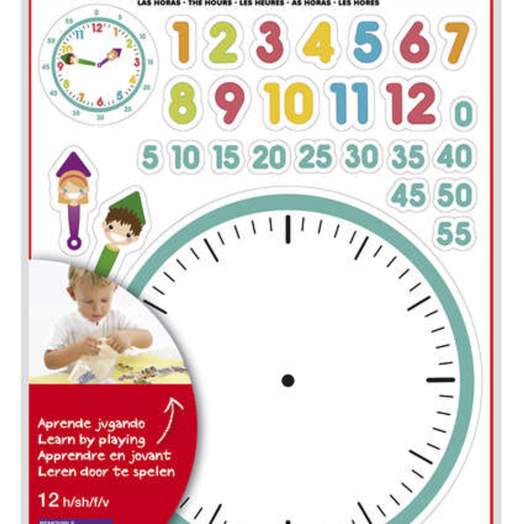 Apli Gomets Tematicos las Horas - 360 Gomets en 12 Hojas - Ayuda en el Aprendizaje de las Horas y Habilidades Motoras - Adhesivo Removible - Ideal par 1