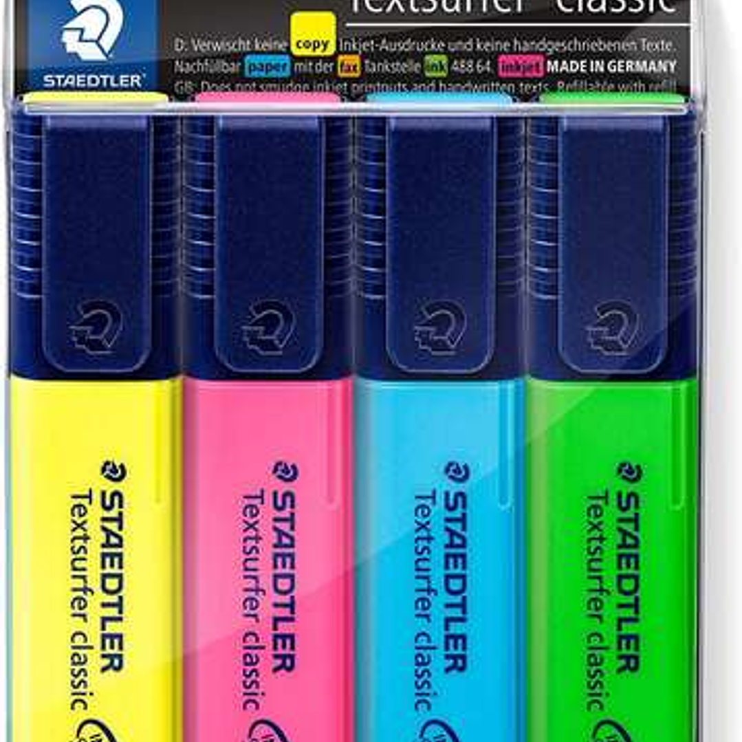 Staedtler Textsurfer Classic 364 Pack de 4 Marcadores Fluorescentes - Secado Rapido - Trazo 1 - 5mm Aprox - Colores Surtidos 1