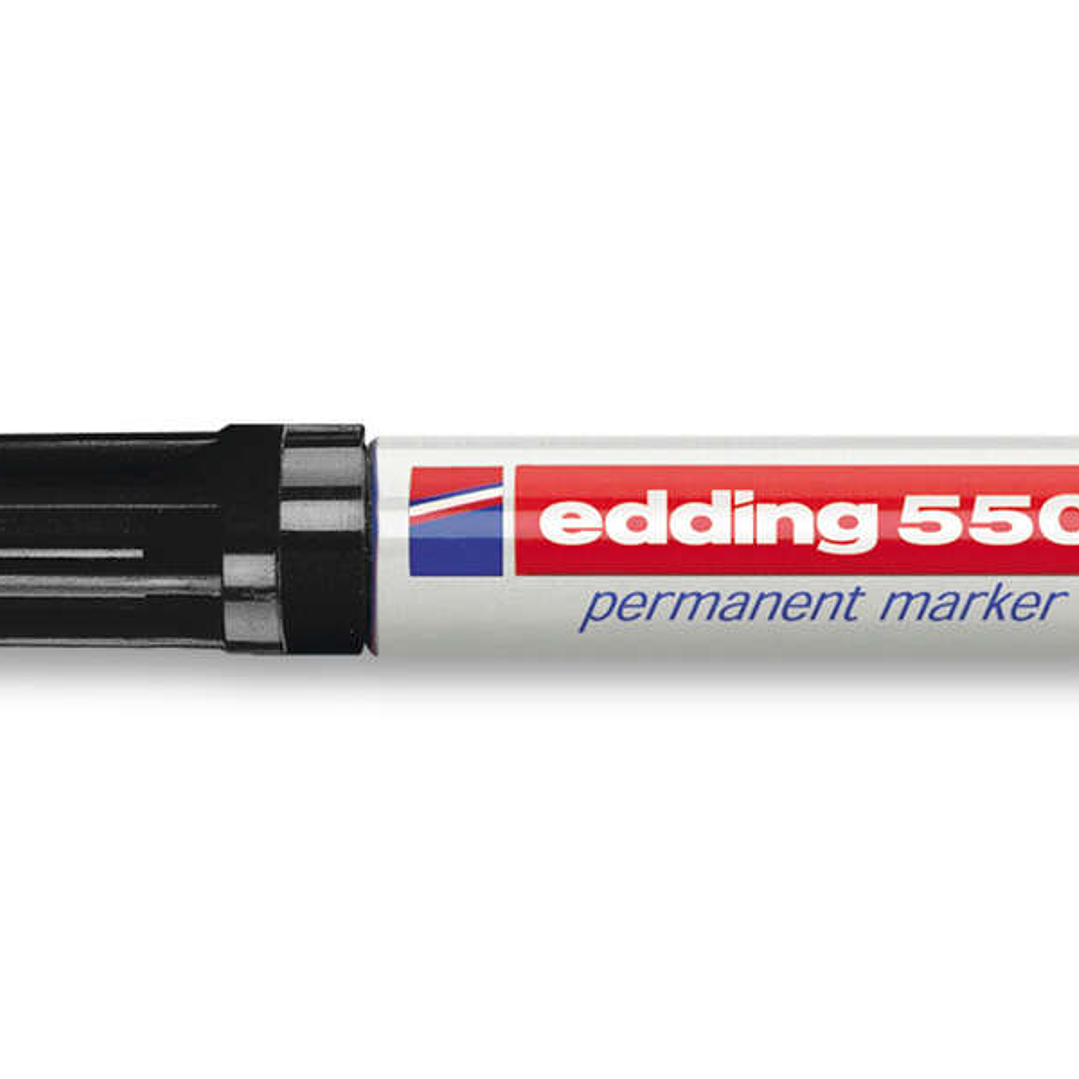 Edding 550 Rotulador Permanente - Punta Redonda - Trazo entre 3 y 4 mm. - Recargable - Secado Rapido - Color Negro 1