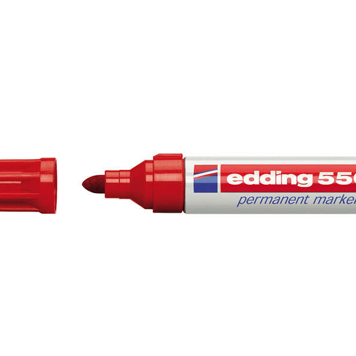Edding 550 Rotulador Permanente - Punta Redonda - Trazo entre 3 y 4 mm. - Recargable - Secado Rapido - Color Rojo 1