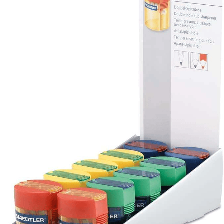 Staedtler Sacapuntas de 2 Orificios con Deposito - Para Lapices de 8.2mm y 10.2mm - Colores Neon Surtidos 1
