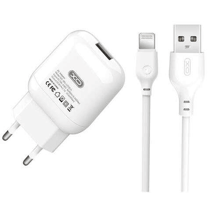 XO L37 Pack Cargador de Corriente USB + Cable USB a Lightning 1
