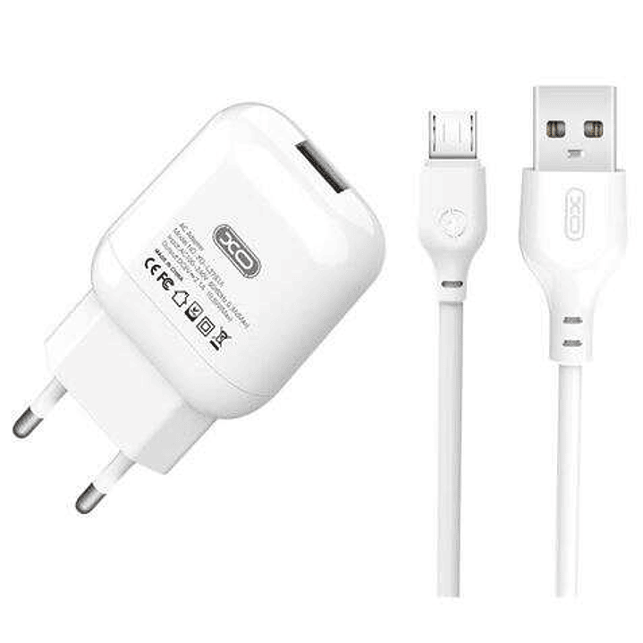 XO L37 Pack Cargador de Corriente USB + Cable USB a MicroUSB 1