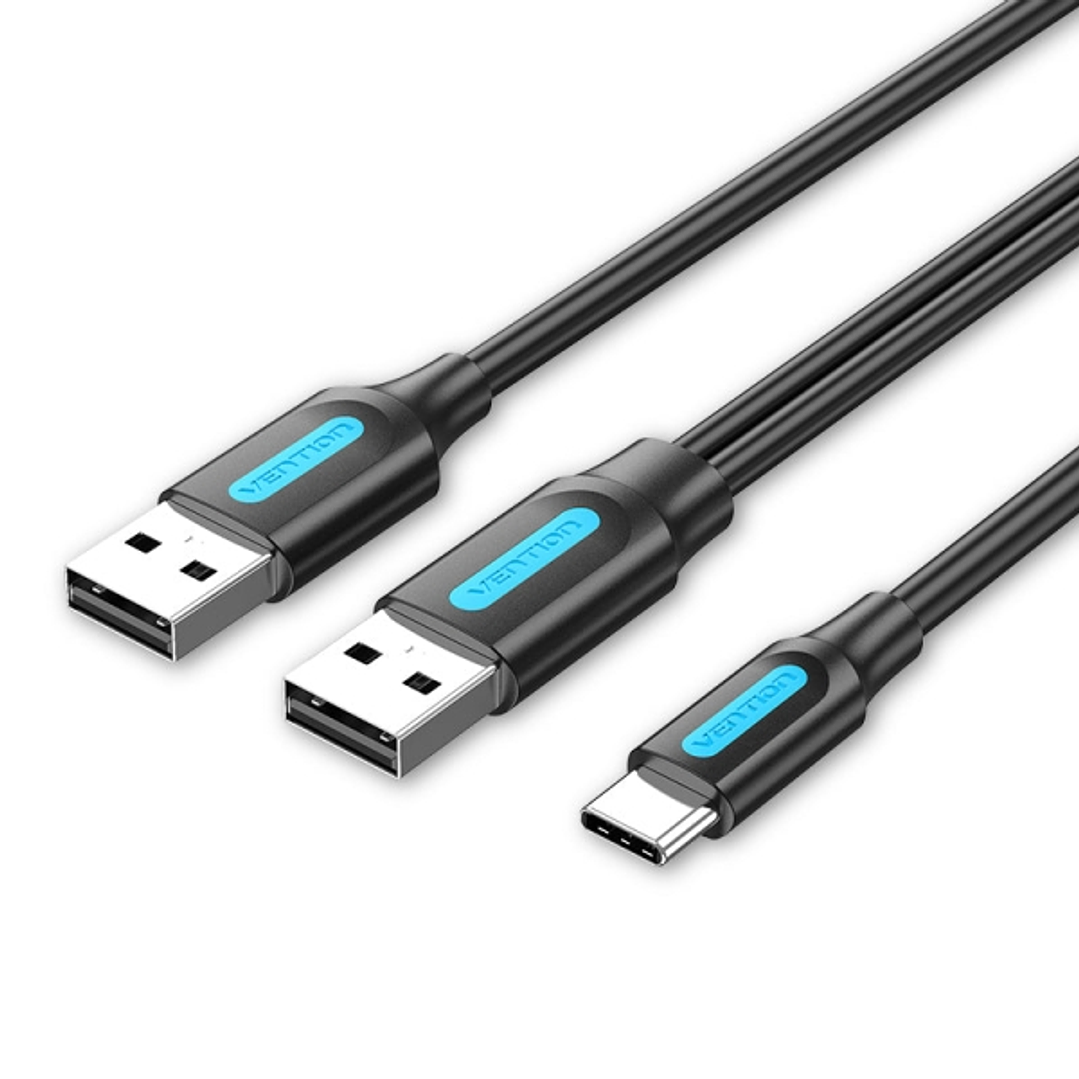 Vention Cable USB-C a 2xUSB-A 2.0 3A - 1m - Color Negro 1