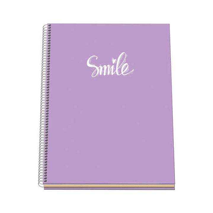 Dohe Serie Pastel Cuaderno con Espiral - Tamaño A4 de 100 Hojas 90gr - Hojas Microperforadas con 4 Taladros - Cuadricula 5mm - Color Morado Pastel 1