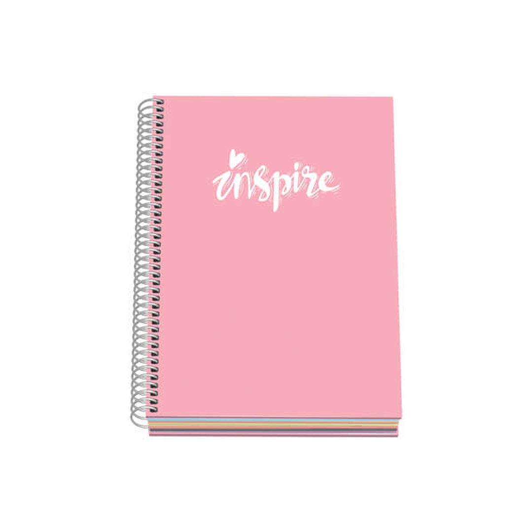 Dohe Serie Pastel Cuaderno con Espiral - Tamaño A5 de 100 Hojas 90gr - Hojas Microperforadas con 2 Taladros - Cuadricula 5mm - Color Rosa Pastel 1